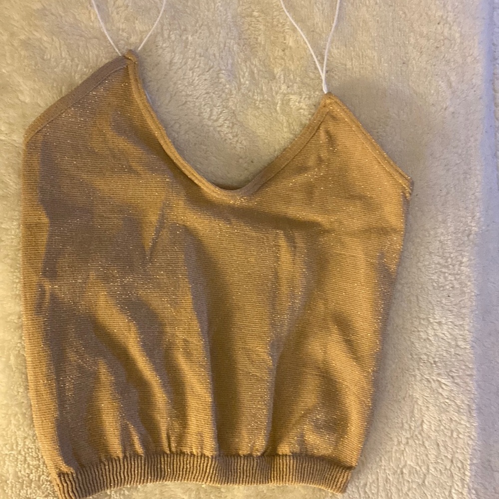FREE PEOPLE intimately metallic gold cropped cami